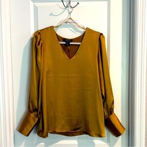 Gold Bell Sleeve Relaxed Blouse